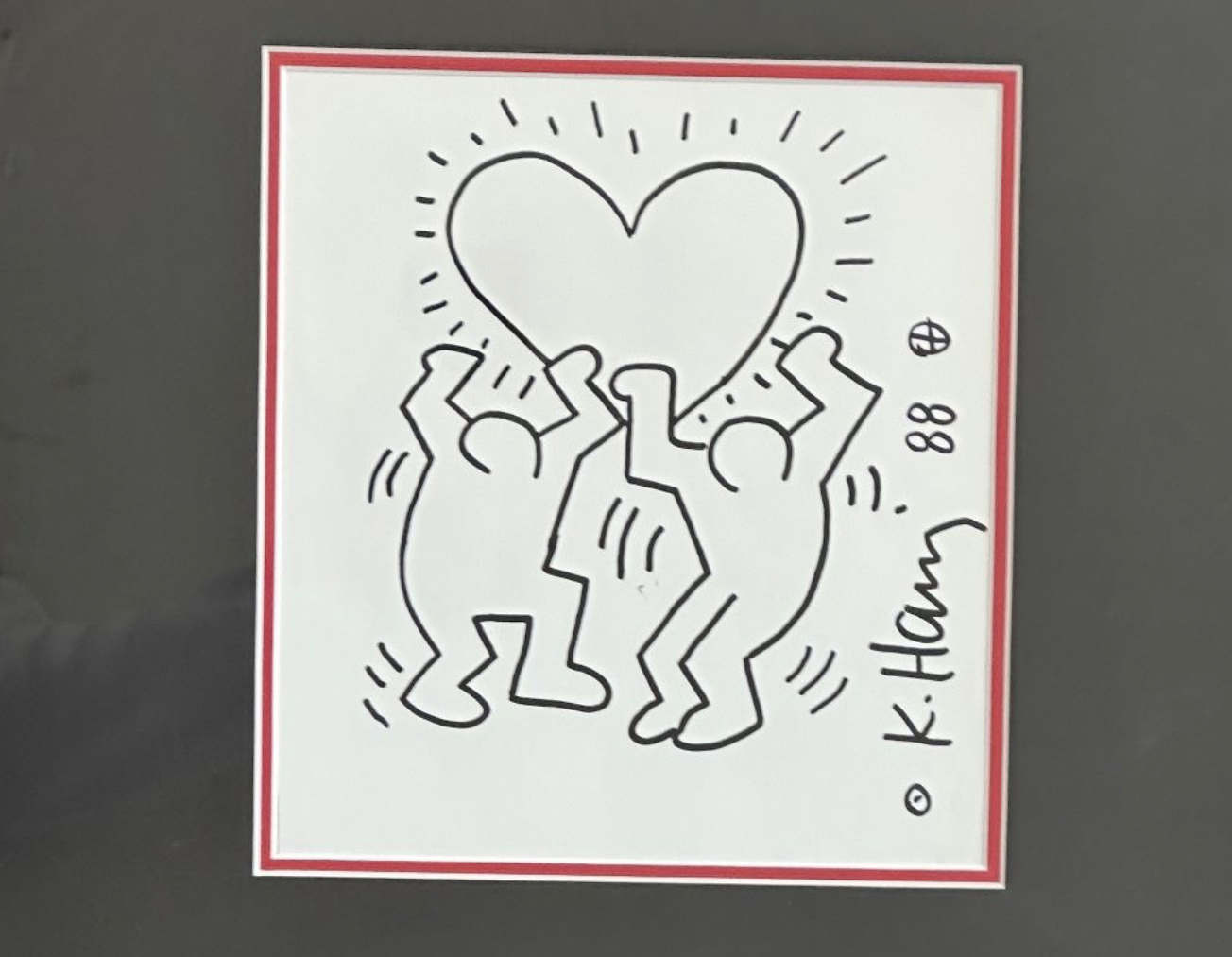 Keith HARING (1958-1990) Danseurs au cœur Marqueur noir sur papier Daté [19]88 en bas à droite