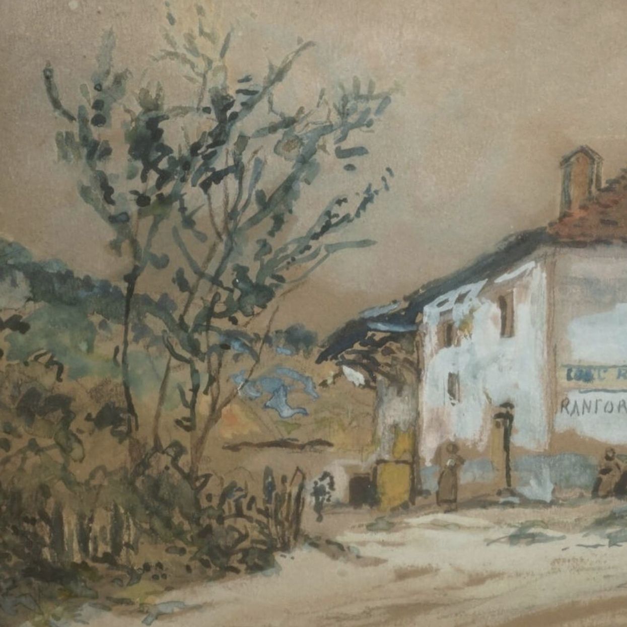 Johan Barthold Jongkind, dessin au crayon noir et &agrave; la gouache