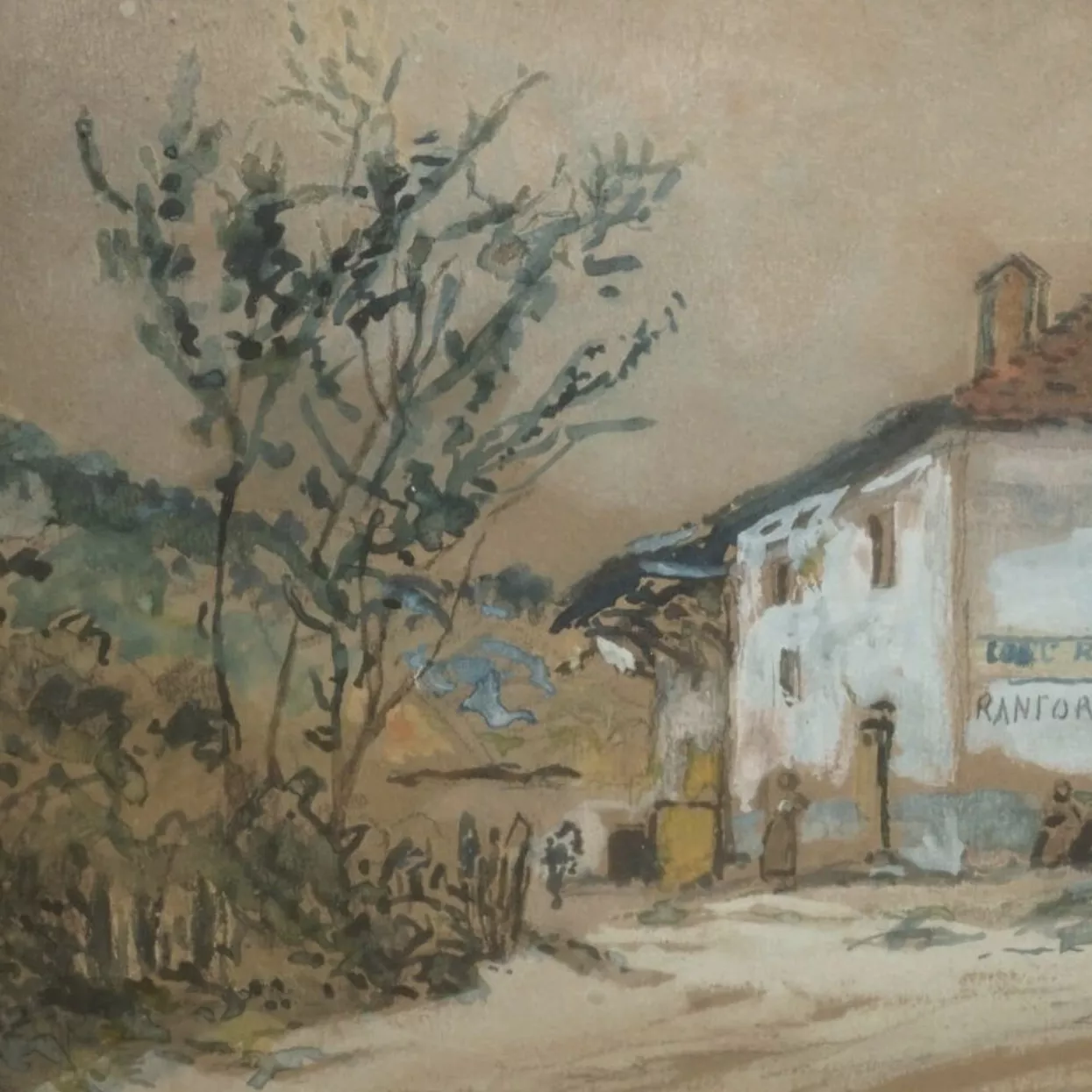 Johan Barthold Jongkind, dessin au crayon noir et &agrave; la gouache