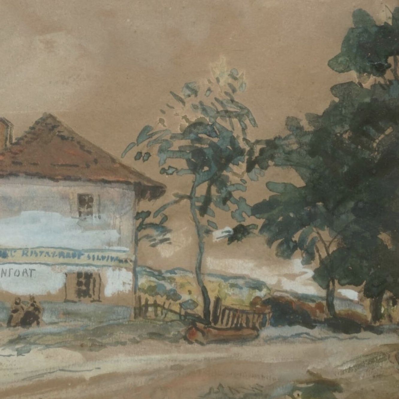 Johan Barthold Jongkind, dessin au crayon noir et &agrave; la gouache