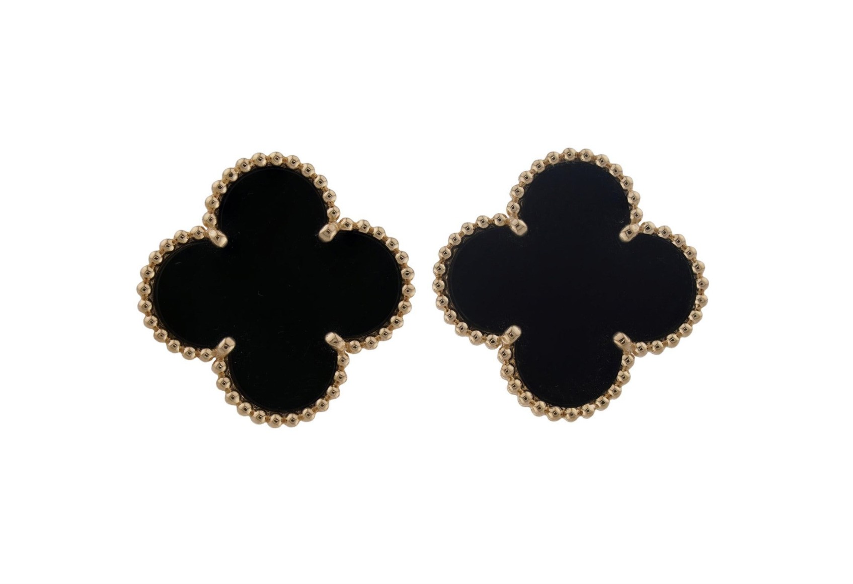 Van Cleef & Arpels, boucles d'oreilles Alhambra, onyx et or jaune 18k