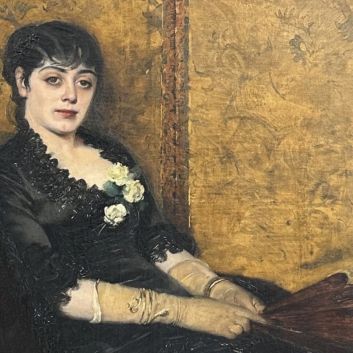 ABBÉMA Louise, 1853-1927 Portrait de Mme ***, 1879 Huile et peinture dorée sur toile