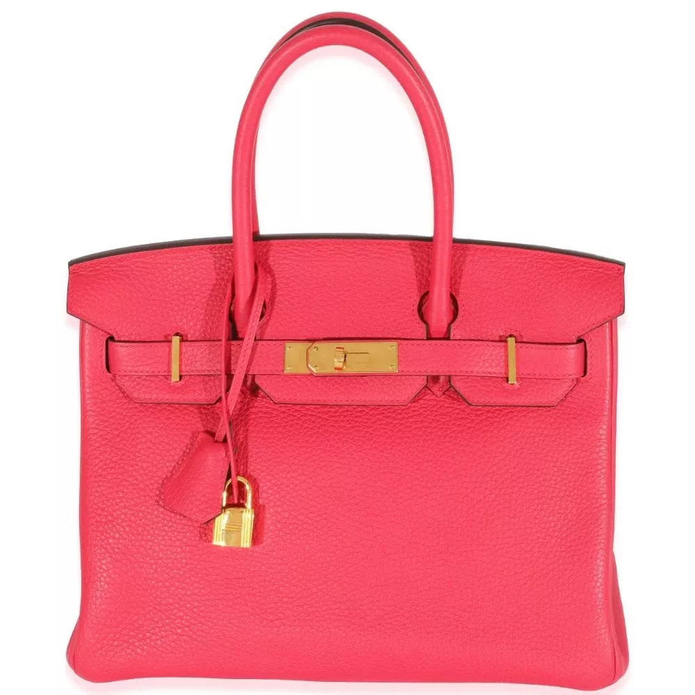 Birkin 30 rose en cuir lisse