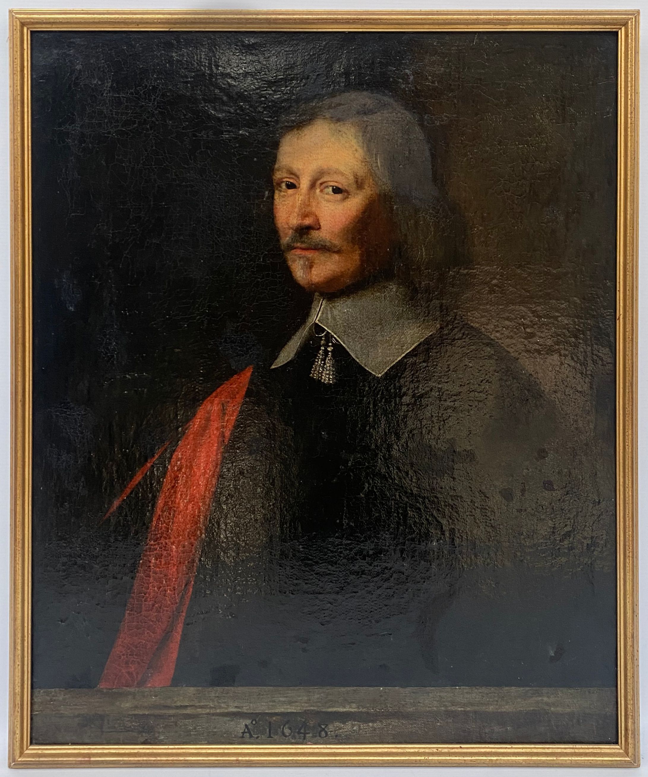 Huile sur toile, tableau ancien représentant un noble
