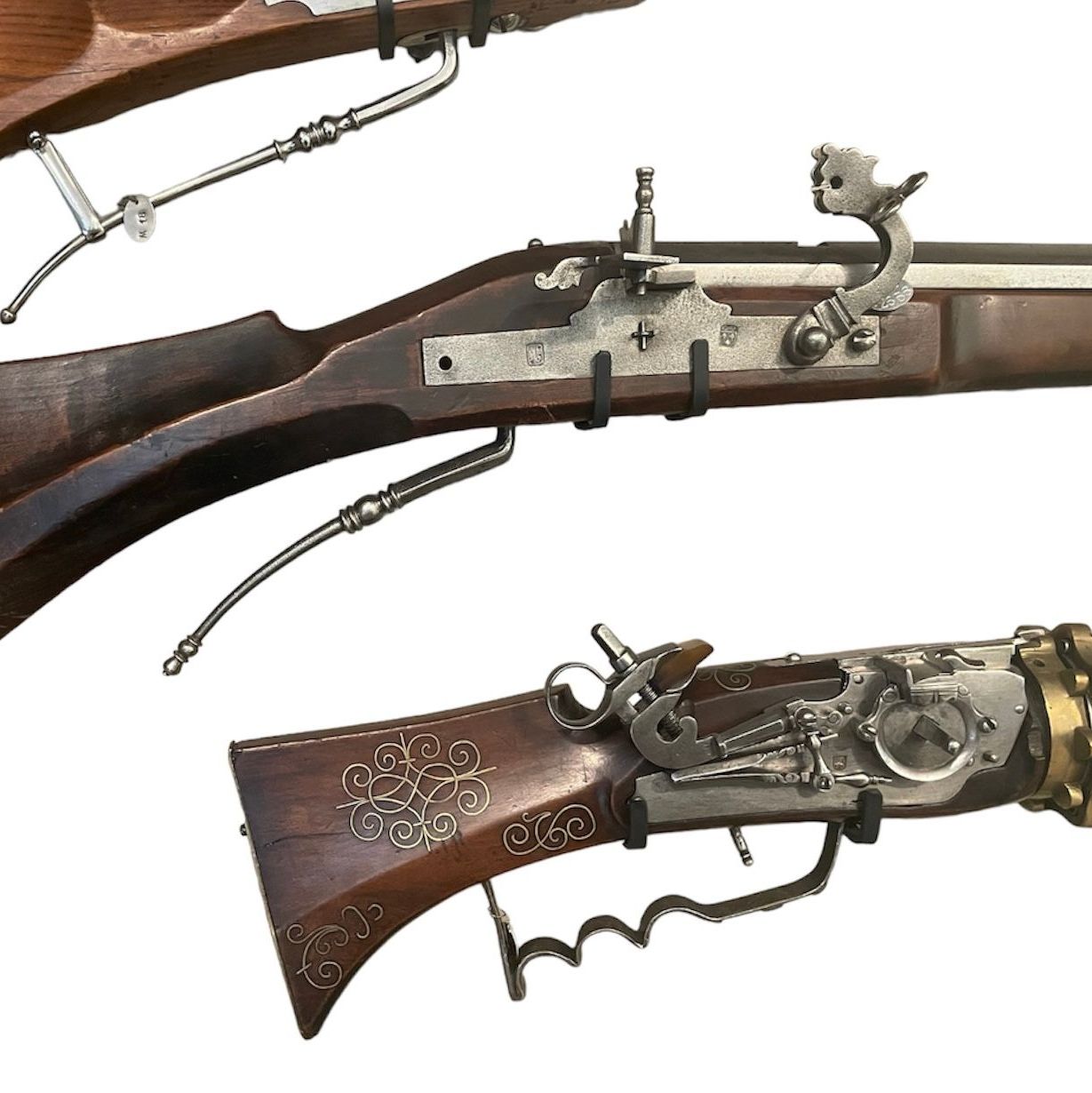 Détail des crosses de fusils d'infanterie à répétition