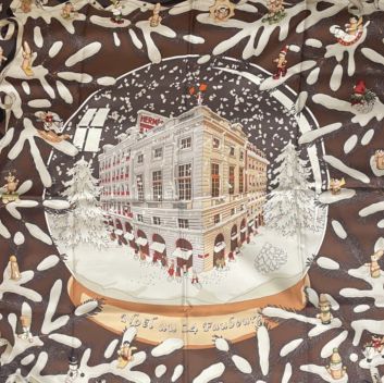 HERMES PARIS, Carré en twill de soie, «Noël au 24 Faubourg» Signé Dimitiri R.