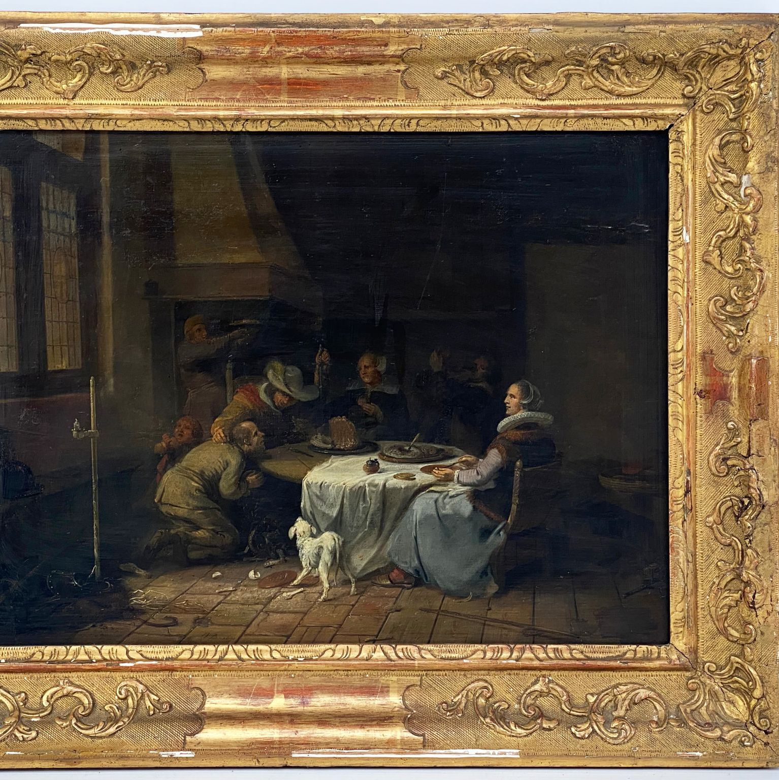 Dans le goût de Jan Steen, huile sur toile