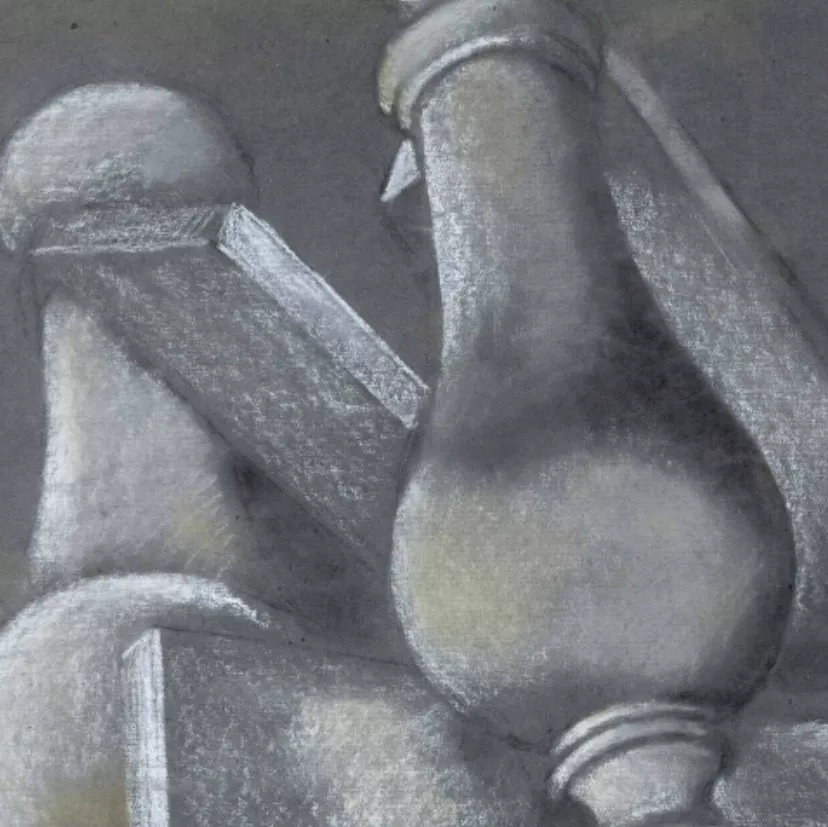Dimitri Mikhailovich Krasnopevtsev, dessin &agrave; la chaux sur papier gris