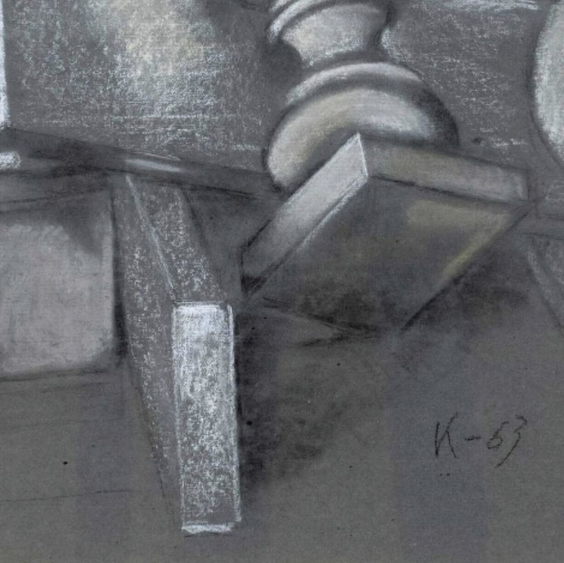 Dimitri Mikhailovich Krasnopevtsev, dessin à la chaux sur papier gris