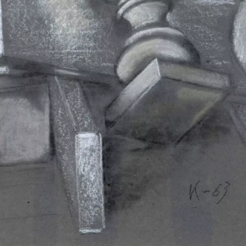 Dimitri Mikhailovich Krasnopevtsev, dessin &agrave; la chaux sur papier gris