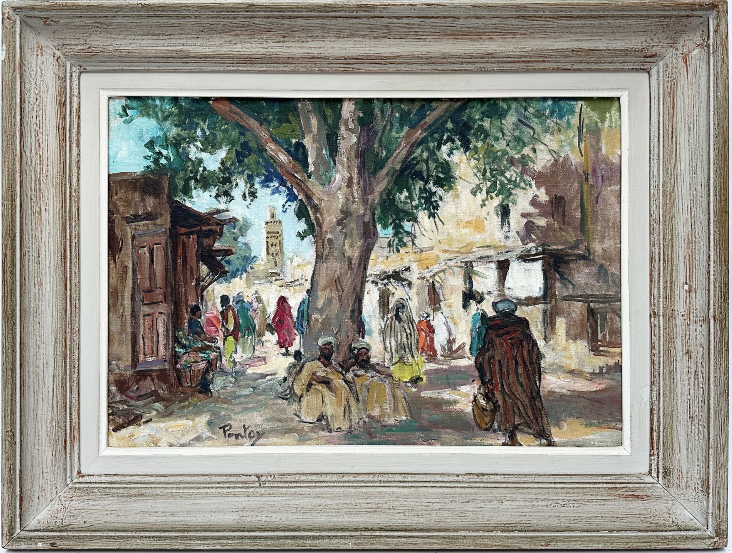 Henri Pontoy, scène de rue, huile sur toile