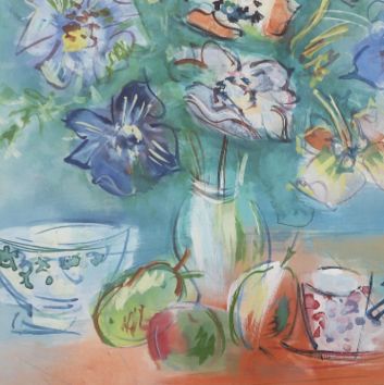 Jean DUFY (1888-1964) Vase d’anémones, Aquarelle