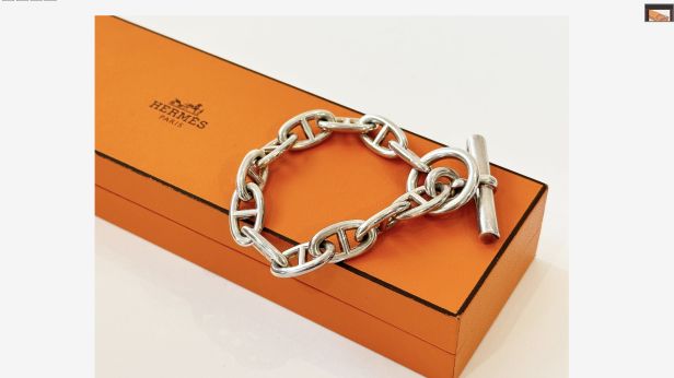HERMÈS PARIS, Bracelet en argent (925) chaîne d'ancre
