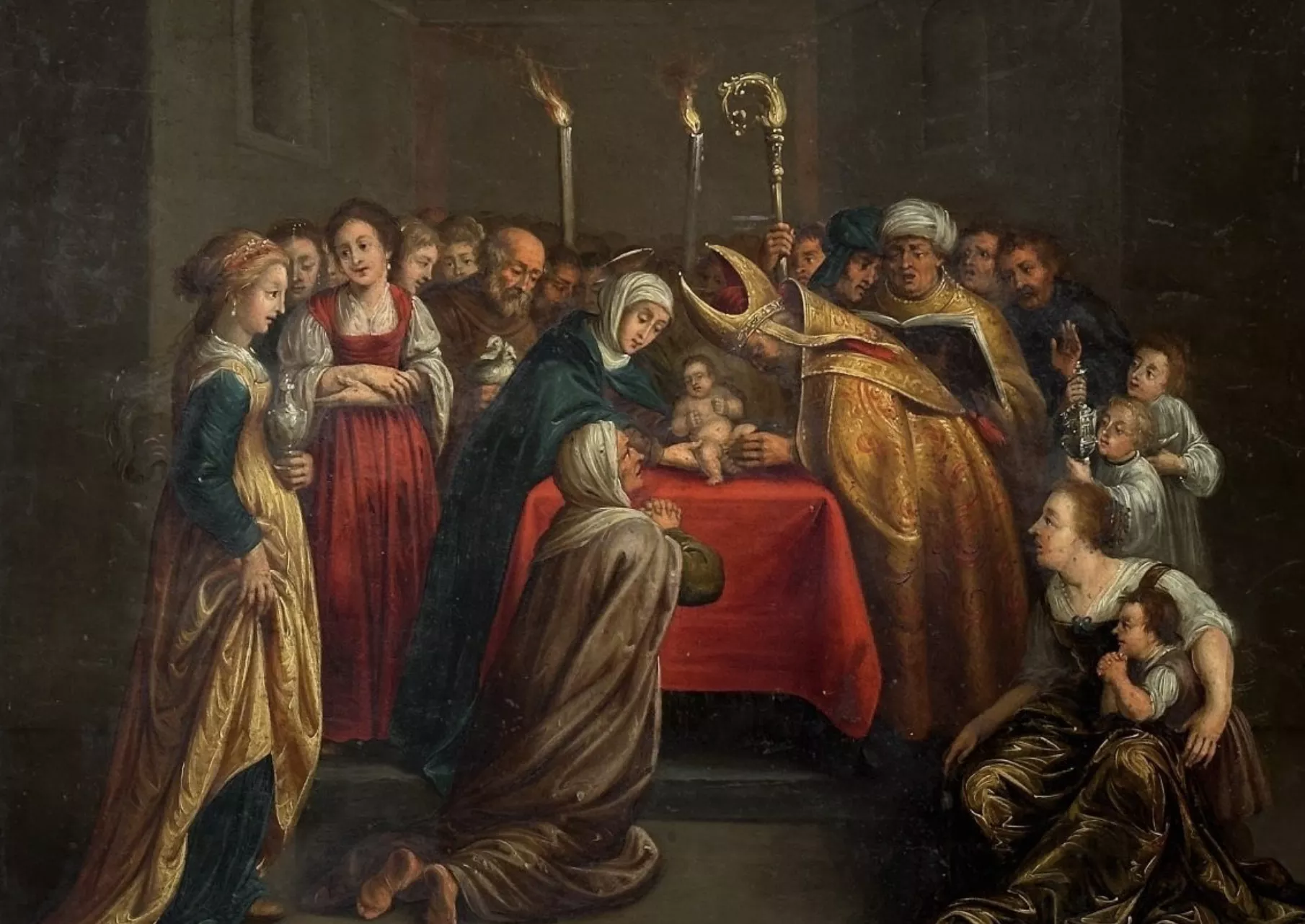 Entourage de Hieronymus Francken (Herentals 1578-1628 Paris) La Circoncision de Notre Seigneur J&eacute;sus Christ Huile sur panneau