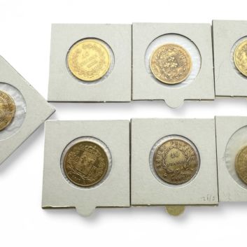 Ensemble de 7 monnaies de 40 Francs or (900)