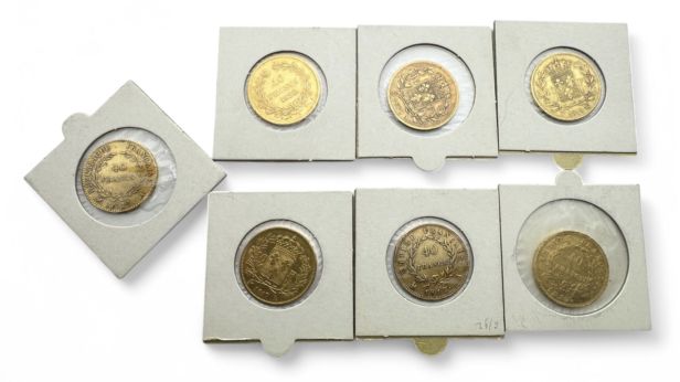 Ensemble de 7 monnaies de 40 Francs or (900)