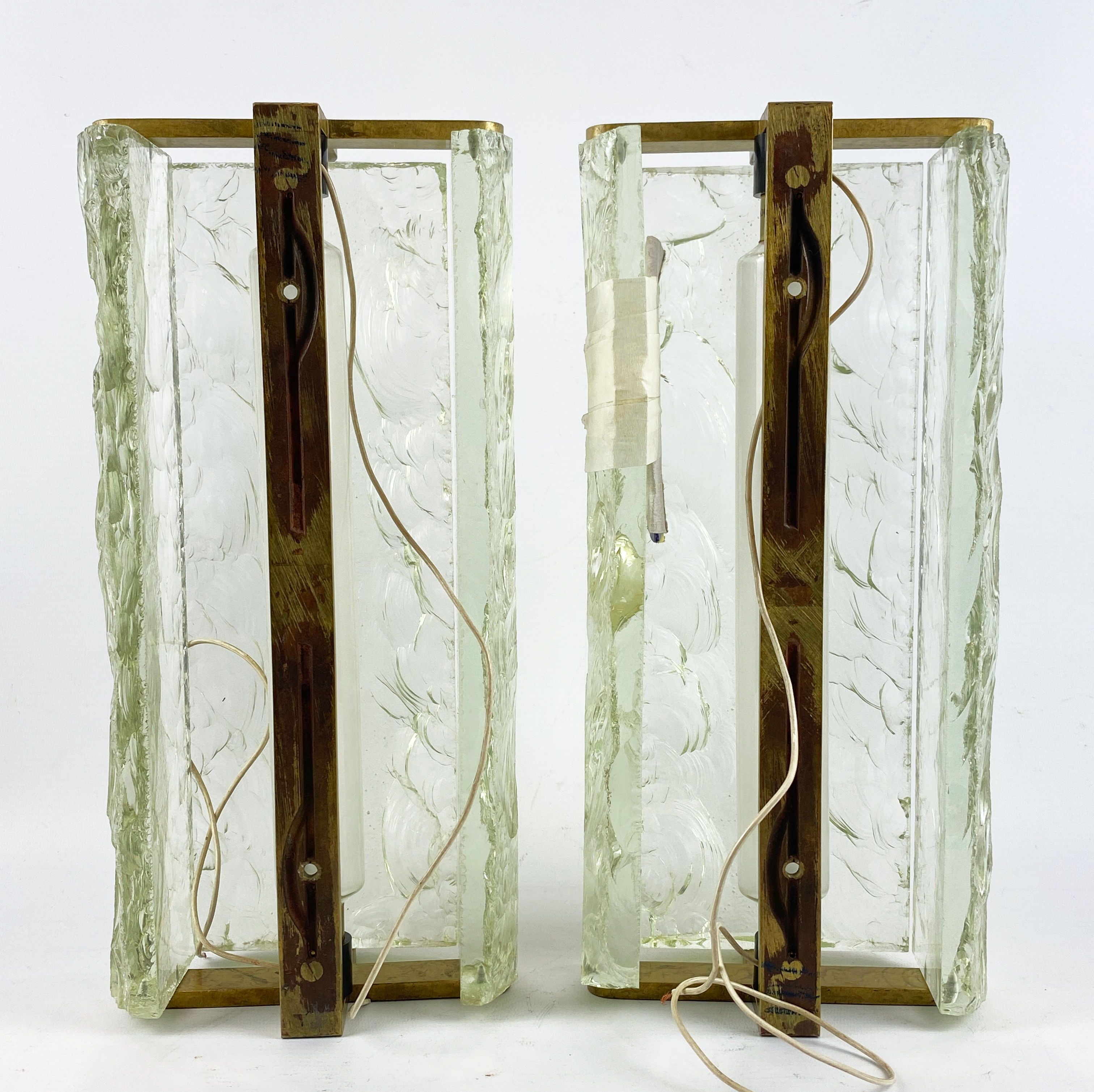 Sconces Printz, verre et bronze, arrière