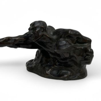 Carl MILLES (1875-1955) La lutte pour la vie Bronze à patine brune mordorée