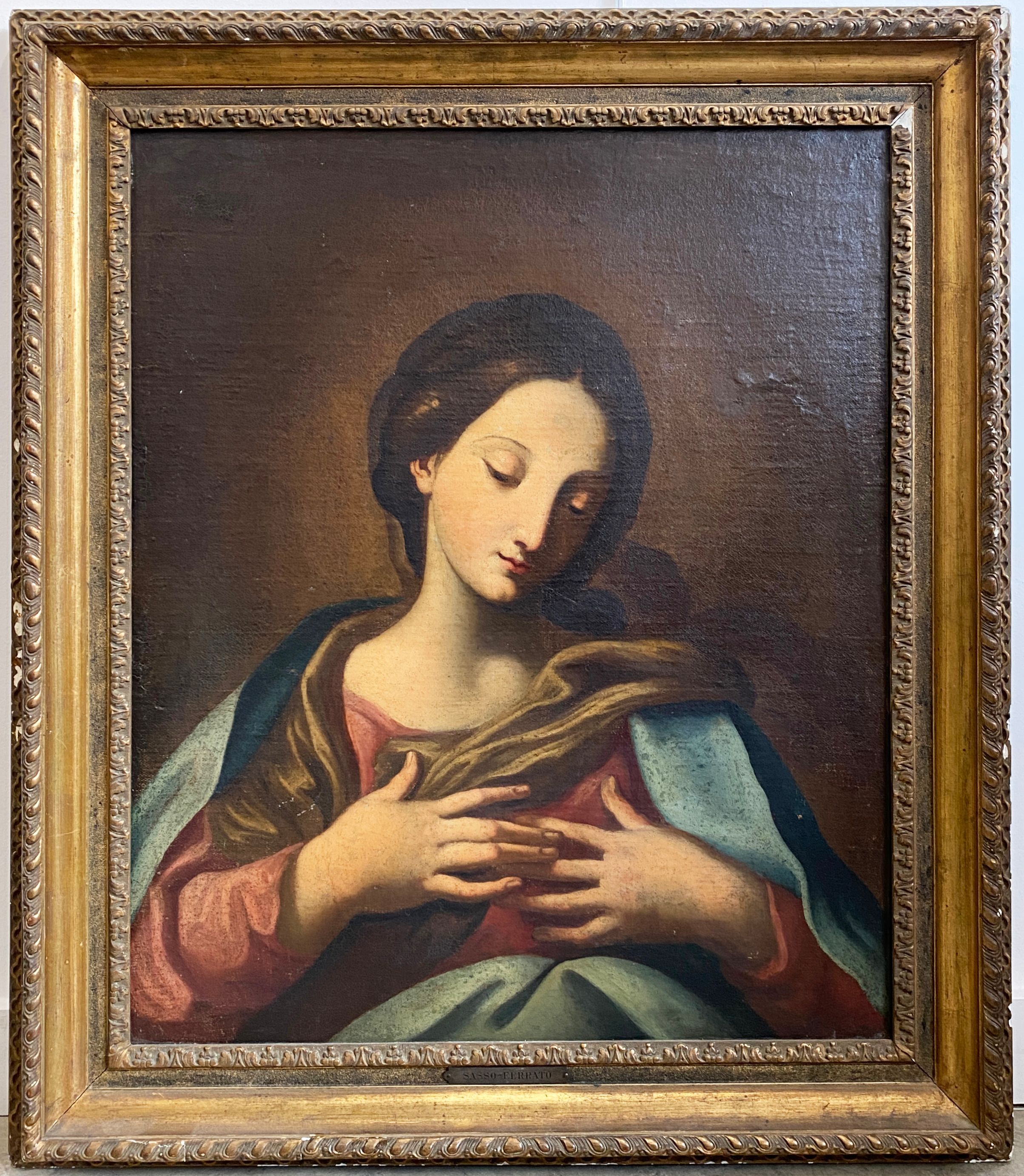 Huile sur toile représentant une Madonne
