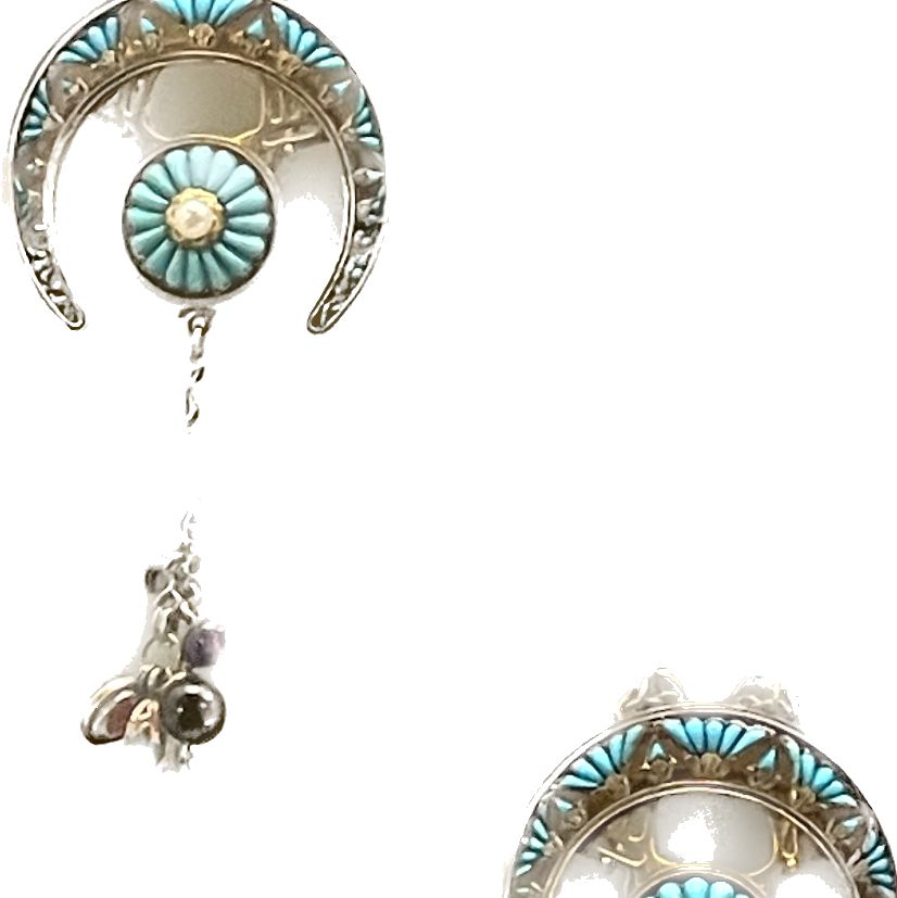 Boucles d'oreilles Art Nouveau en gemmes et or jaune