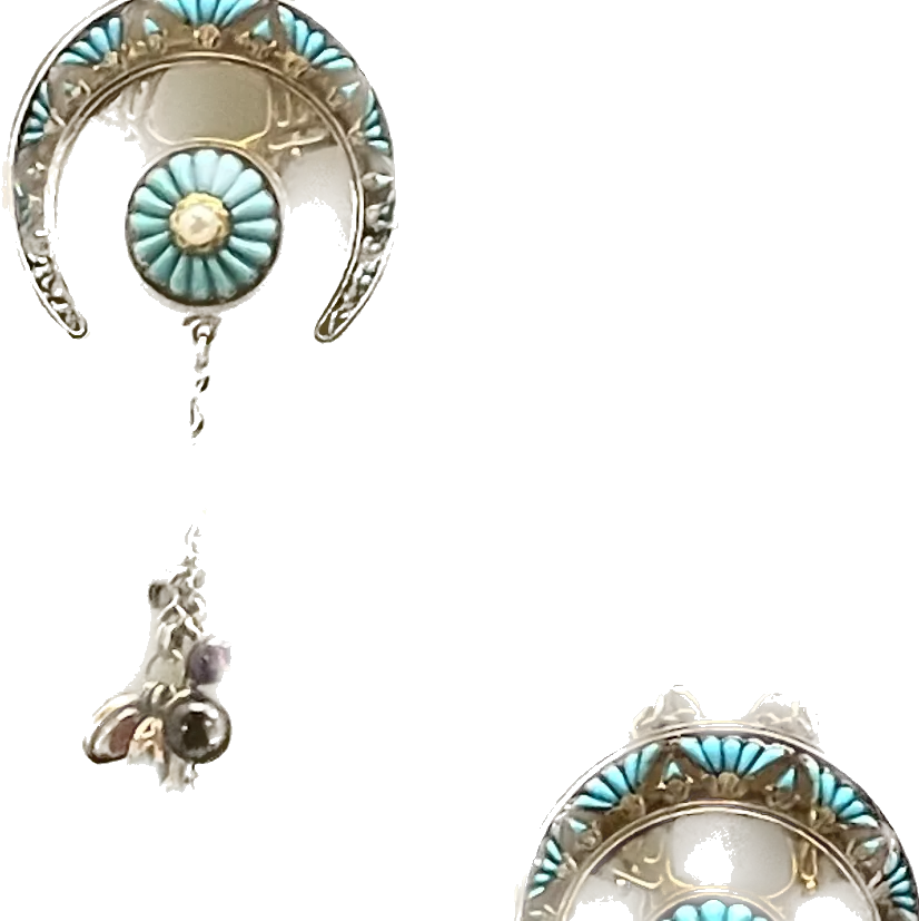 Boucles d'oreilles Art Nouveau en gemmes et or jaune