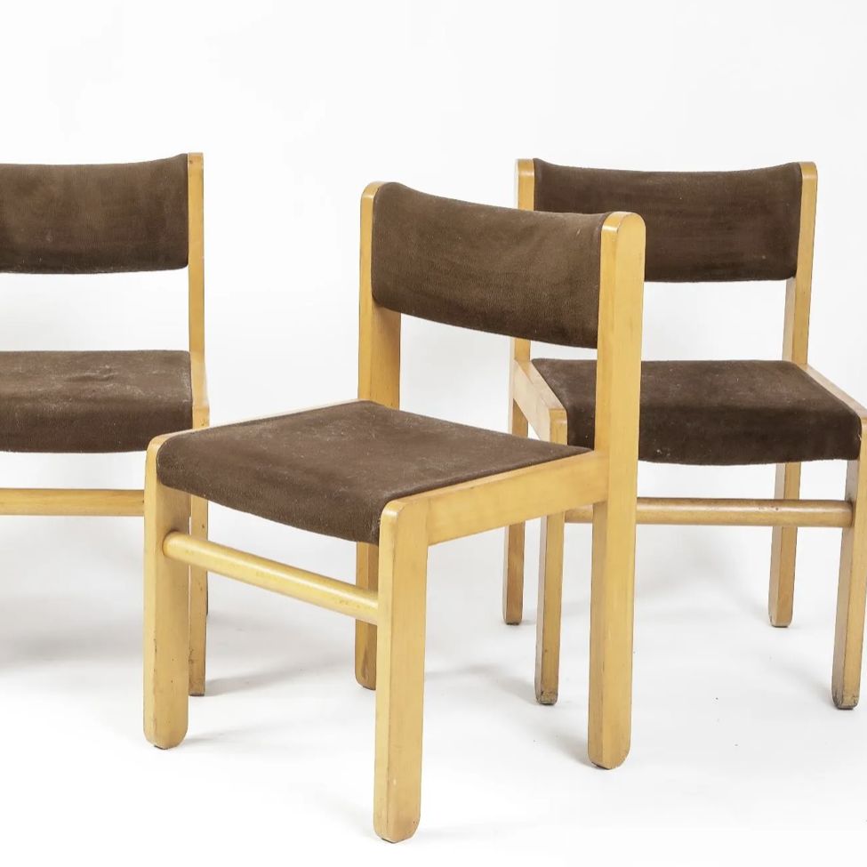 Suite de 4 chaises Baumann en bois et tissu