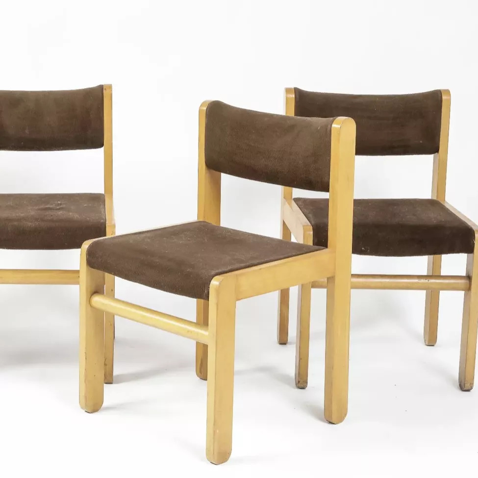 Suite de 4 chaises Baumann en bois et tissu