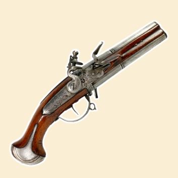 Pistolet à silex à double canons tournants vers 1660/1680.