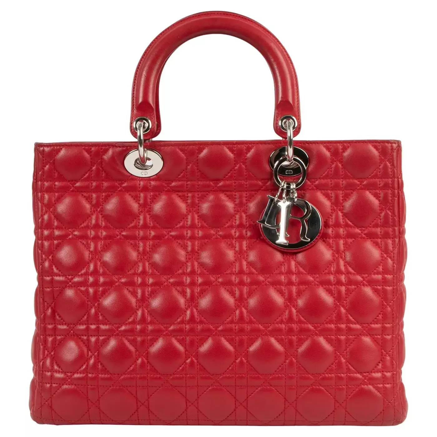 Lady Dior en cuir verni rouge