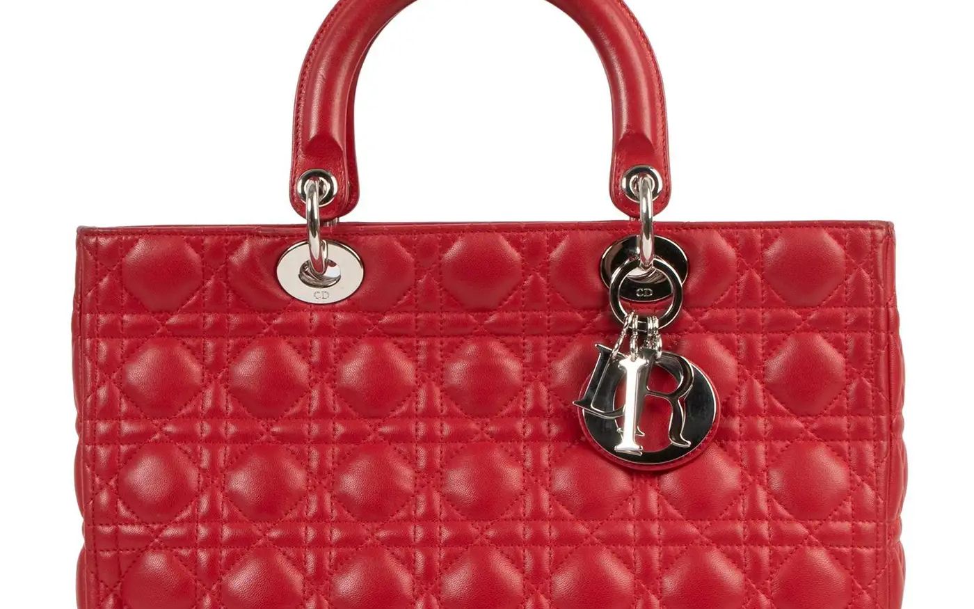Lady Dior en cuir verni rouge