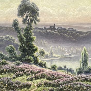 Didier POUGET (1864-1959) Bruyères en fleur, vallée de la Corrèze Huile sur toile