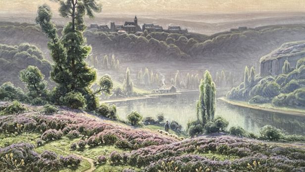 Didier POUGET (1864-1959) Bruyères en fleur, vallée de la Corrèze Huile sur toile