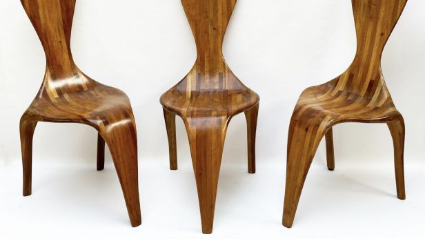 Lucien BURQUIER (1943) dit POLYTE SOLET Suite de six chaises, circa 2001