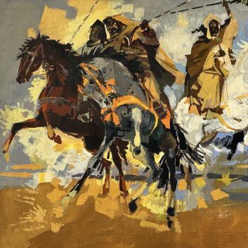 Jean Gaston MANTEL (1914-1995) Fantasia Huile sur toile marouflée sur panneau