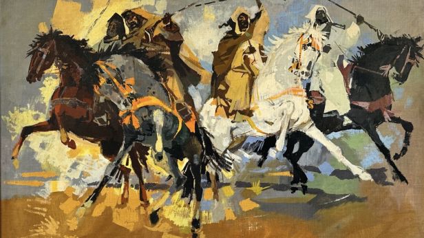 Jean Gaston MANTEL (1914-1995) Fantasia Huile sur toile marouflée sur panneau