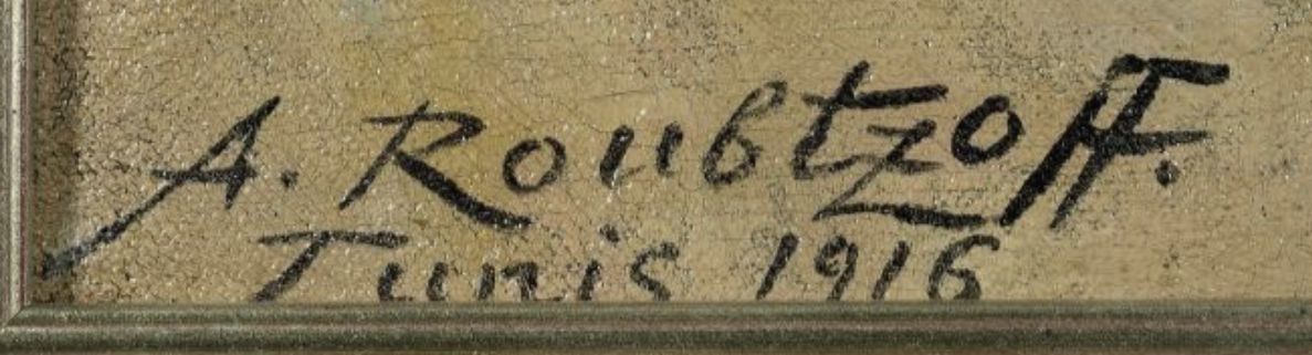 Exemple de signature de Alexandre Roubtzoff situé à Tunis et daté 1916