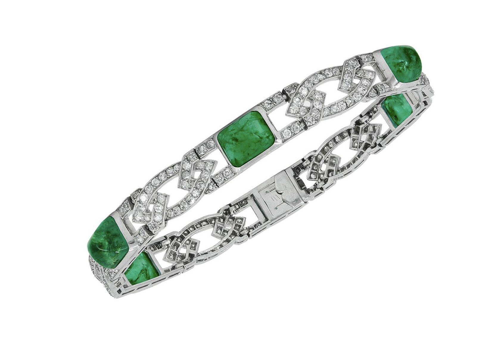 Van Cleef & Arpels, bracelet en or blanc, diamants et émeraudes