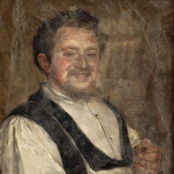Émile FRIANT (Dieuze 1863-1932 Paris) Portrait en buste d’un fumeur souriant, huile sur toile