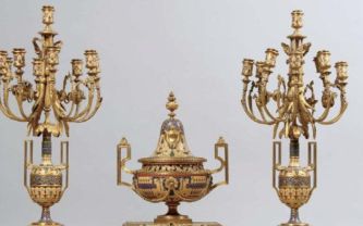 Ferdinand Barbedienne, garniture en bronze doré