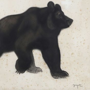 Georges Lucien GUYOT (1885-1972), Ours noir marchant, Fusain sur papier