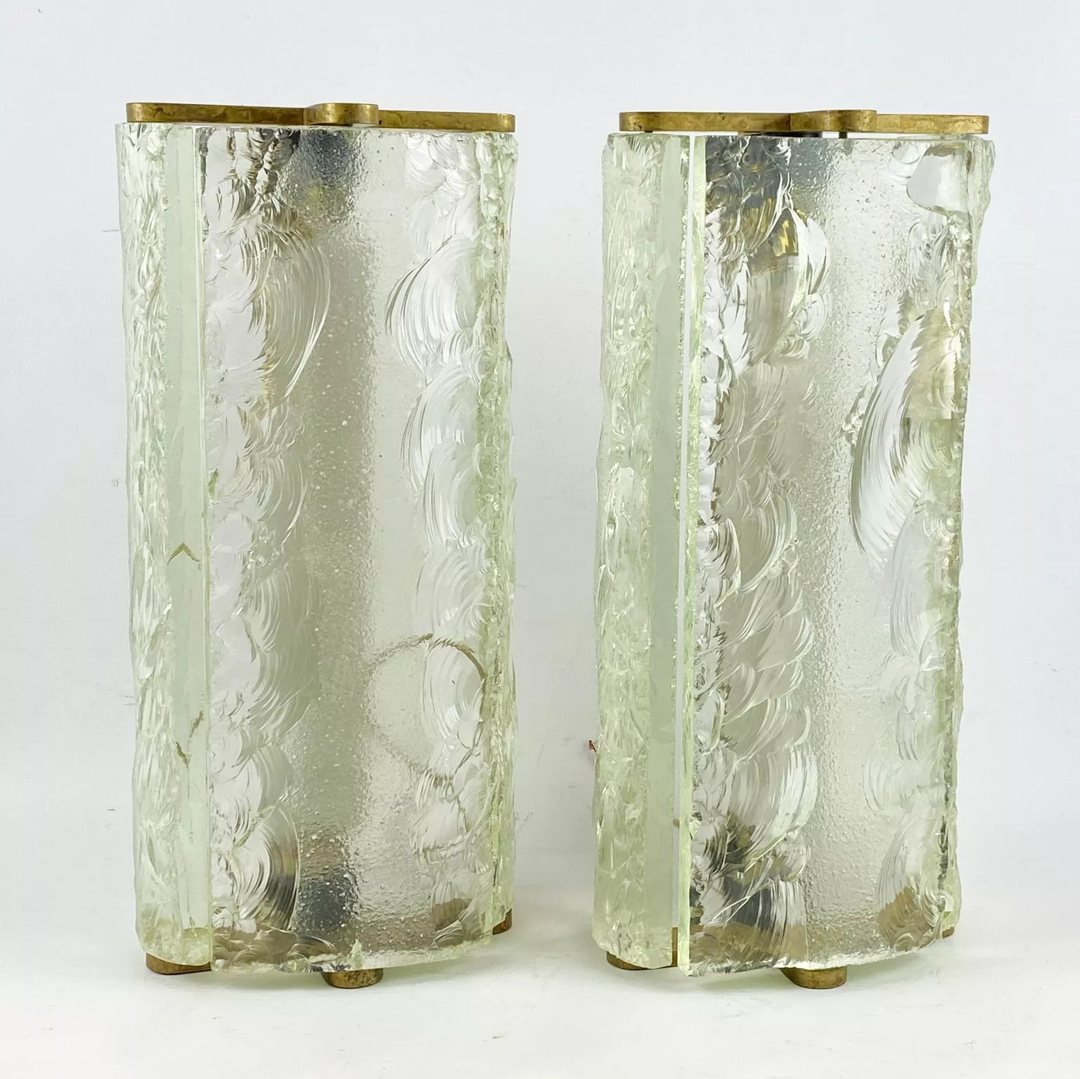 Sconces Printz, verre et bronze, face