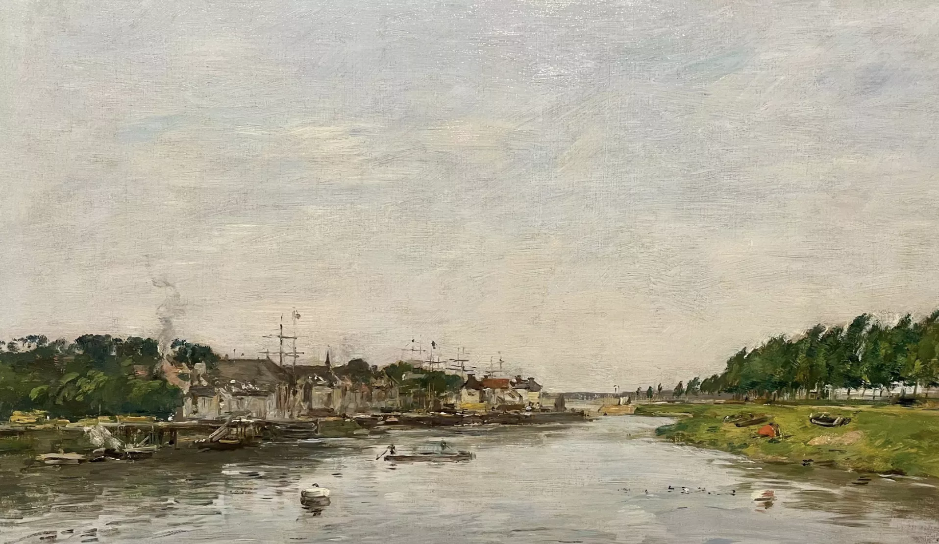 Boudin, sc&egrave;ne portuaire, huile sur toile