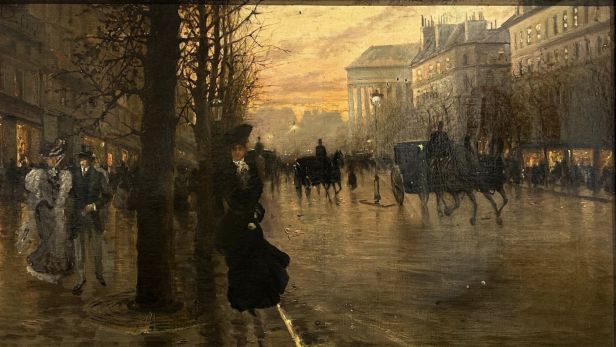 École du début du XXème siècle, Paris, les grands boulevards, huile sur toile