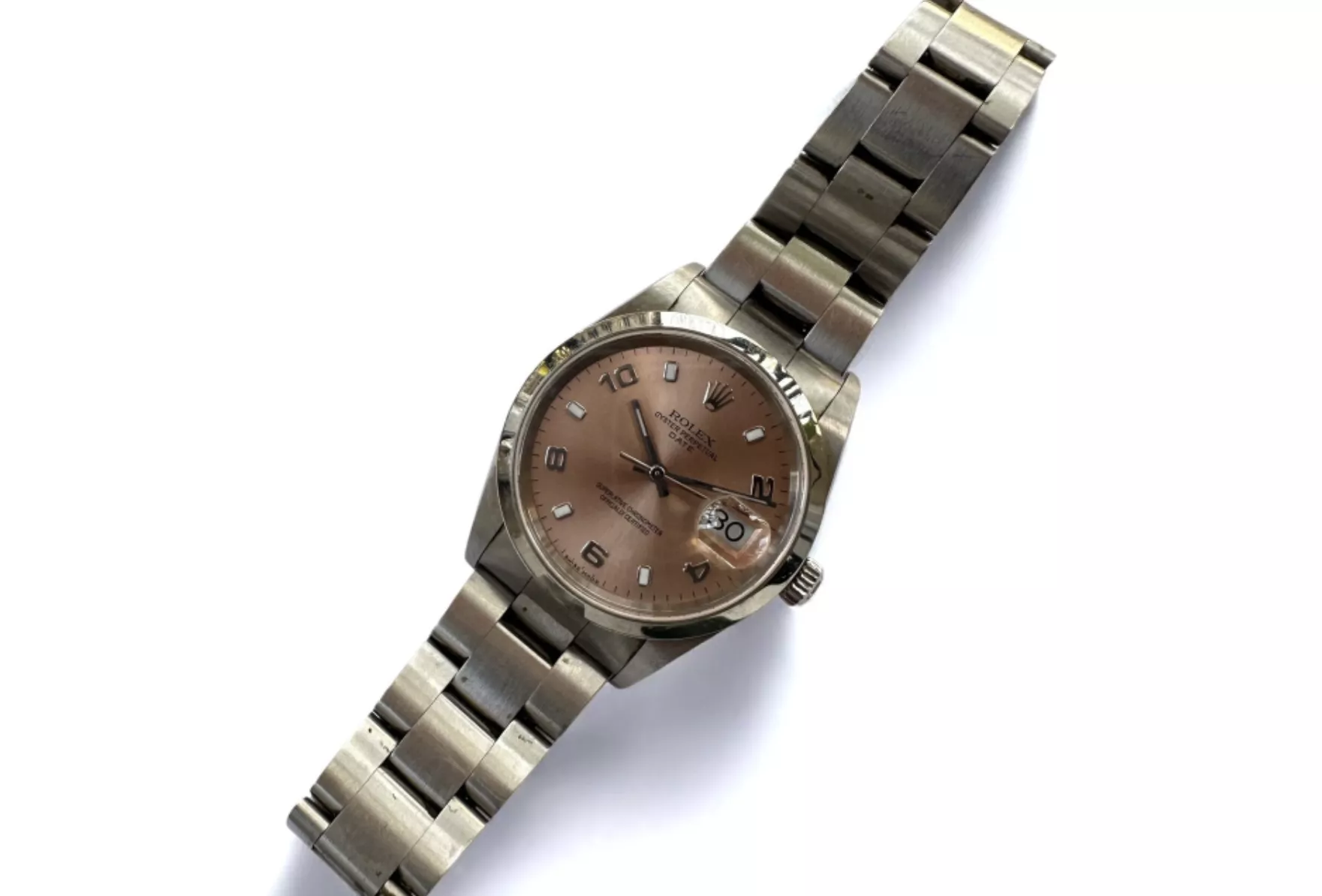 ROLEX OYSTER PERPETUAL AIR-KING  Montre bracelet en acier, cadran soleill&eacute; couleur cuivre