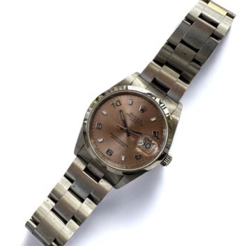 ROLEX OYSTER PERPETUAL AIR-KING Montre bracelet en acier, cadran soleillé couleur cuivre
