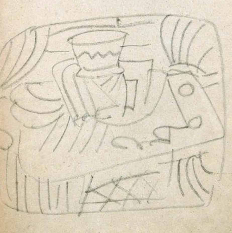 Derain, dessin repr&eacute;sentant une nature morte