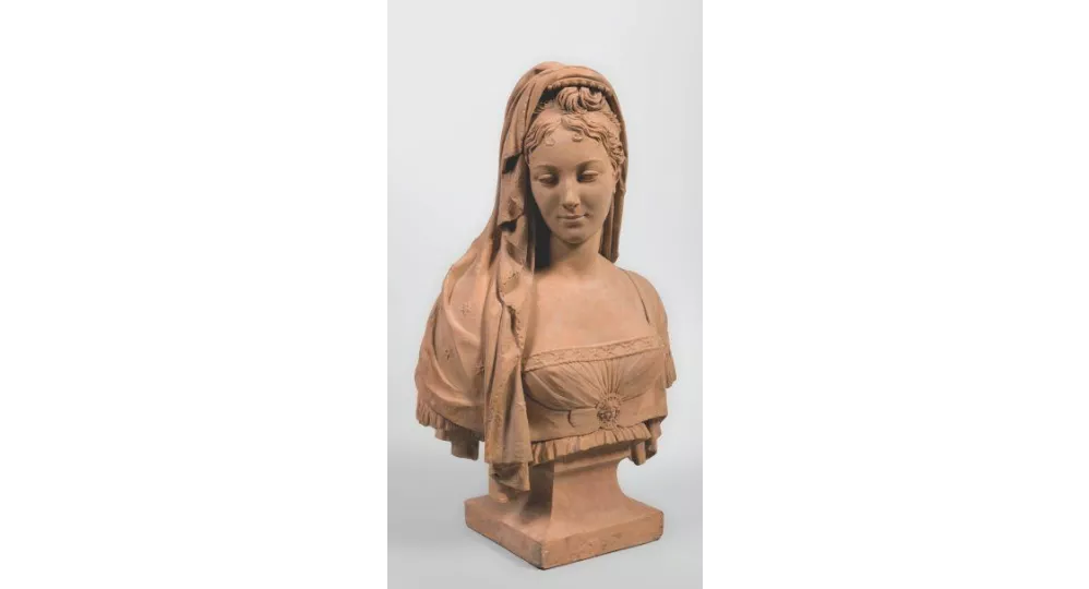 Chinard, Buste en terre cuite figurant Juliette R&eacute;camier