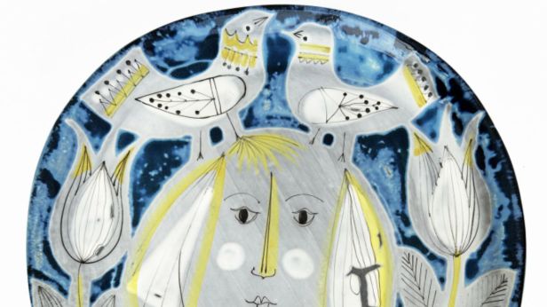 Roger CAPRON (1922-2006) Large plat, circa 1950