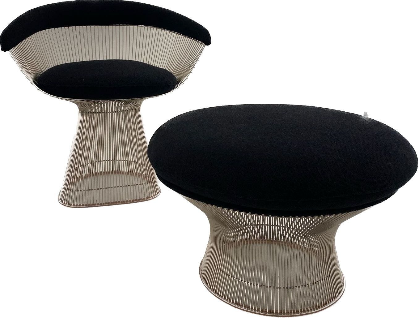 Warren Platner, fauteuil et tabouret en fibre de verre