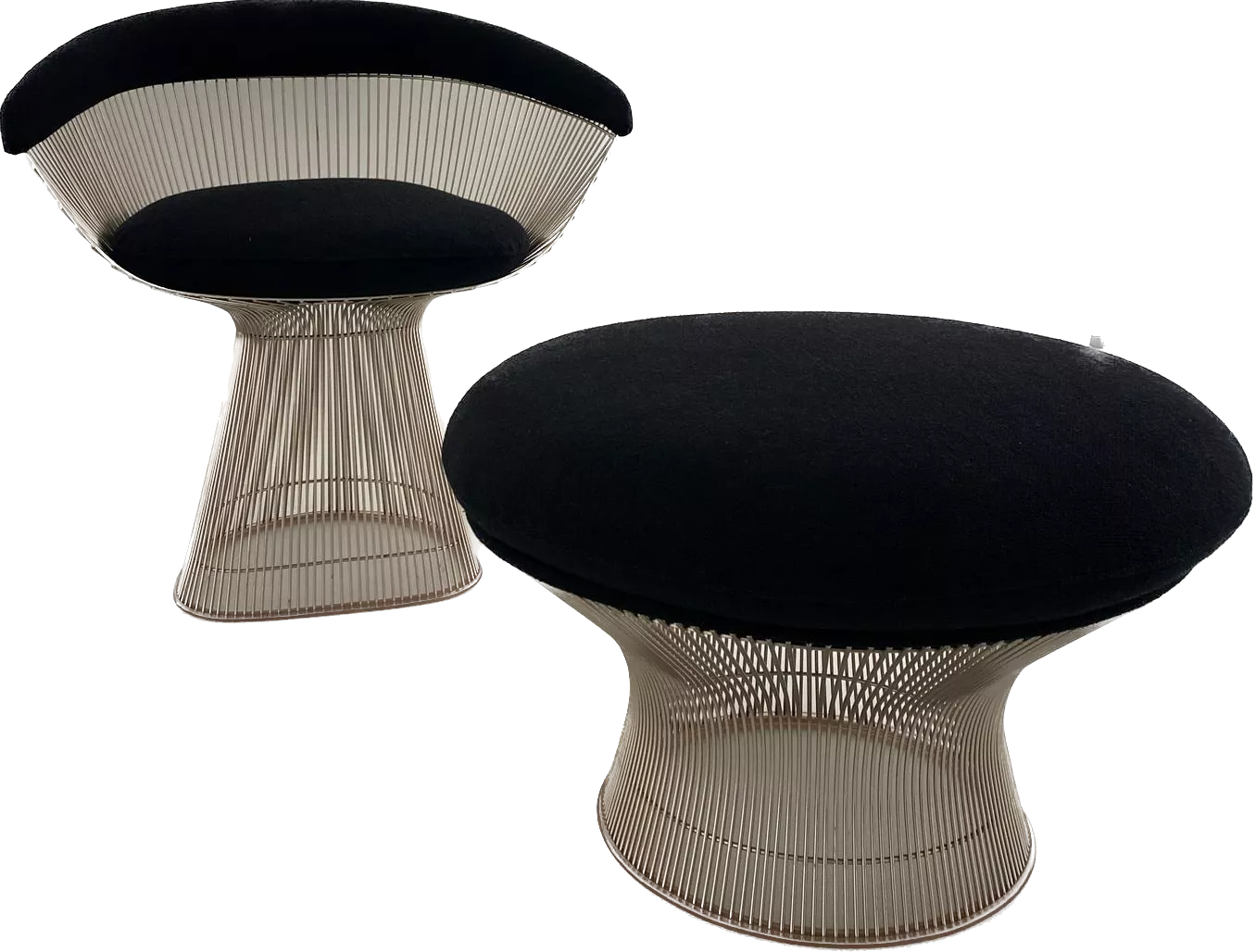 Warren Platner, fauteuil et tabouret en fibre de verre